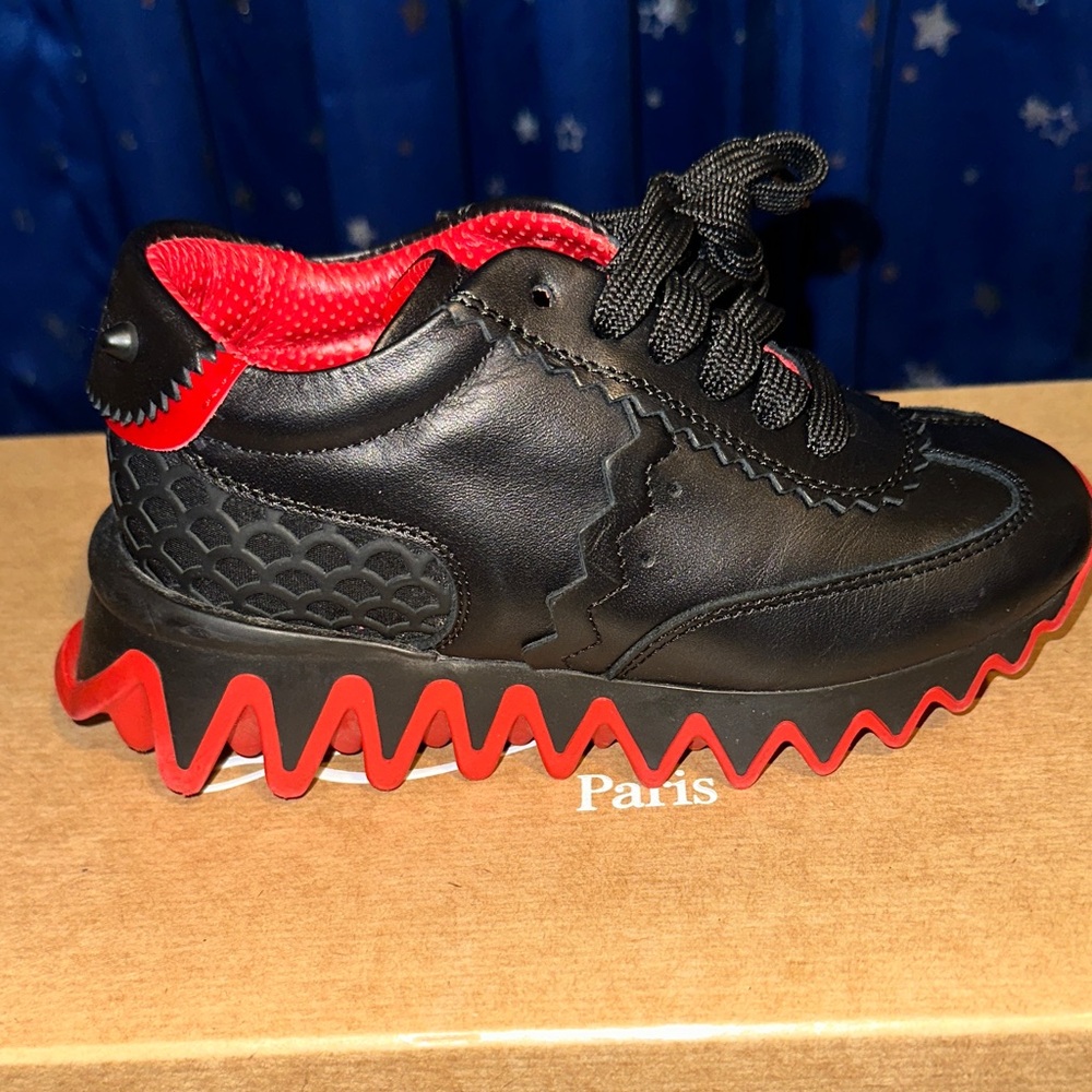 Christian Louboutin Black and Red Kids Sneakers